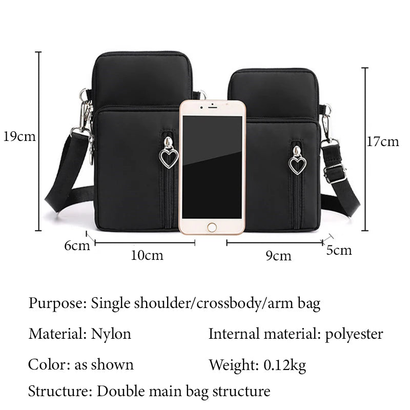 2024 Canvas Handbag Mobile Phone Bag Women's Messenger Bag All-match Mini Small Crossbody Bag Hanging Neck Coin Purse Bag