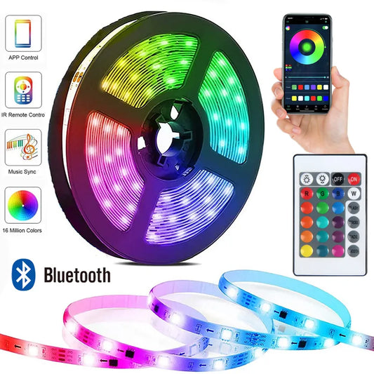 Tira LED Bluetooth RGB 5050 USB con Control Remoto - Decoración Navideña y Dormitorio