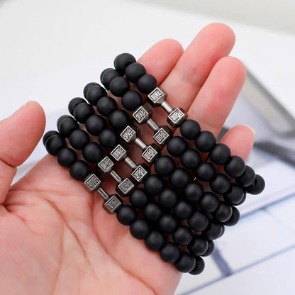 Pulsera con Mancuernas de Piedra de Lava Volcánica 🌋