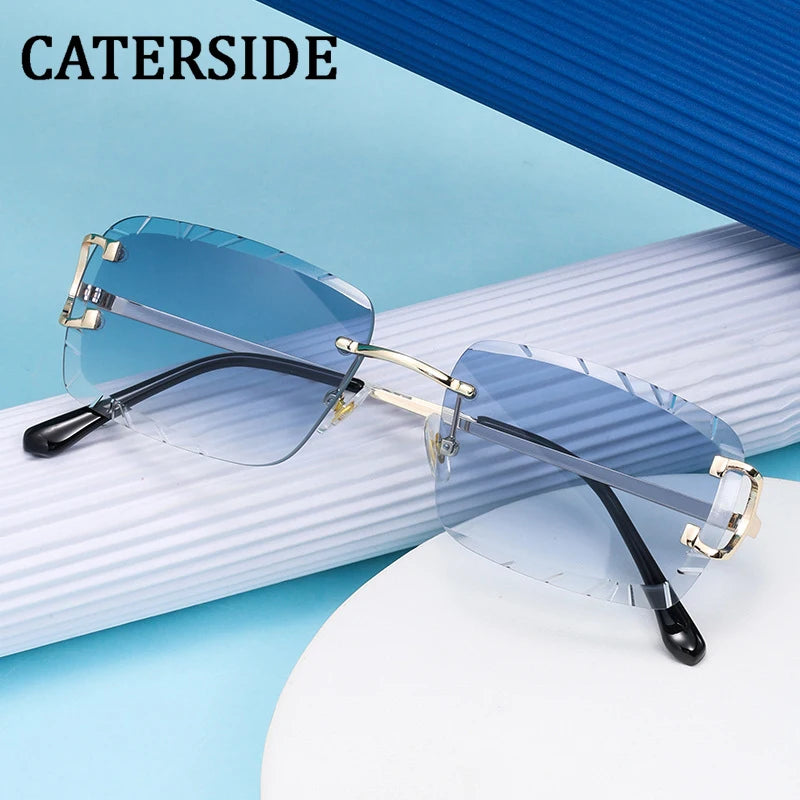 Gafas de Sol Caterside Rimless Square: ¡Estilo Punk Radiante! 🌟 ¡Protección UV400 y Voguish Vintage! 🕶️ ¡Consíguelas Ya!