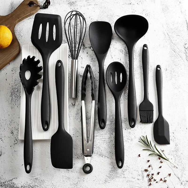 🍳 Set de Utensilios de Cocina de Silicona Premium (10 Piezas) - ¡Cocina con Elegancia y Sofisticación! 🍴