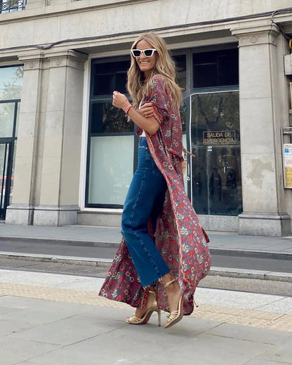 Kimono Boho Estilo Verano con Cinturón 🌸