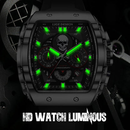 Reloj LIGE Calavera Esqueleto: Lujo Deportivo impermeable ⌚🔥