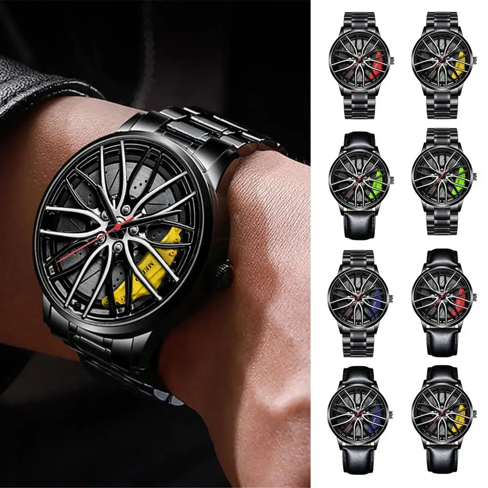 Reloj de Hombre con Diseño de Llanta de Rueda de Coche de Sanwood