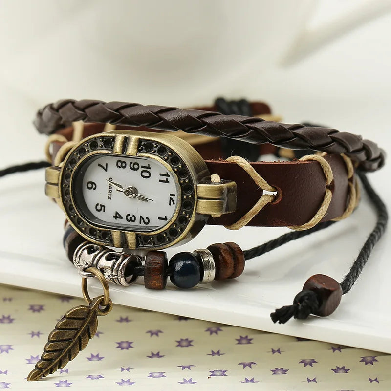 Reloj de Cuero Genuino Vintage para Mujer - JESSINGSHOW: Elegancia y sofisticación en tu muñeca.