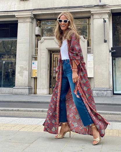 Kimono Boho Estilo Verano con Cinturón 🌸