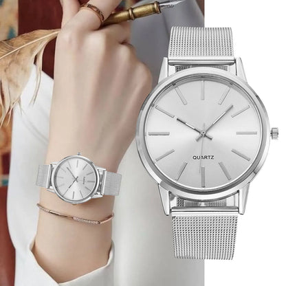 Reloj de Cuero Transpirable para Mujer en Acero Inoxidable - Estilo Minimalista 2023