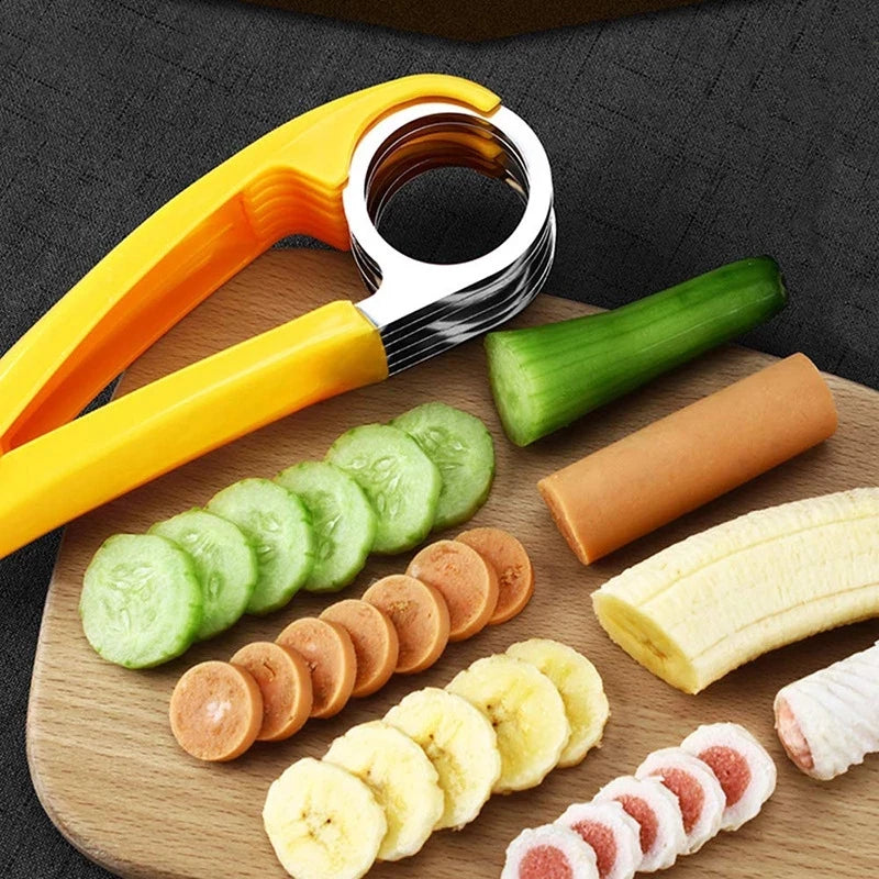 ¡Cortadora de Plátanos y Salchichas de Acero Inoxidable Premium para Cocina Sofisticada!