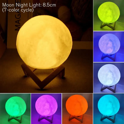 Lámpara de Luna LED 8cm con Soporte: ¡Ilumina tu Cuarto! 🌟