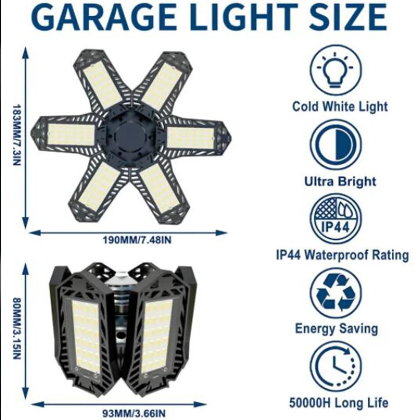 Lámpara LED Deformable Leclstar con Paneles Ajustables - ¡Iluminación Potente para Garajes y Talleres!