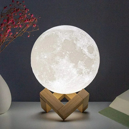 Lámpara de Luna LED 8cm con Soporte: ¡Ilumina tu Cuarto! 🌟