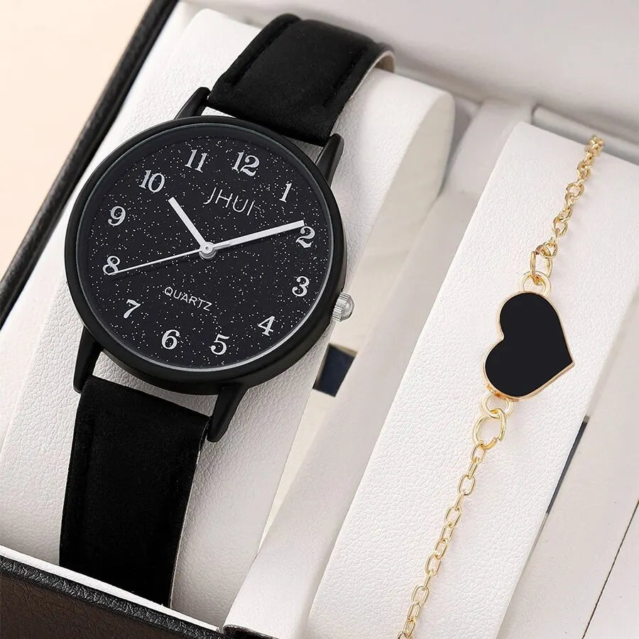 Set de Reloj de Cuarzo y Pulsera de Corazón LIANDU