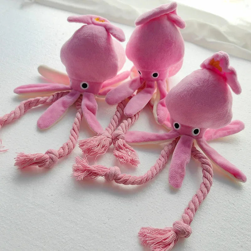 Juguete de Peluche para Mascotas en Forma de Pulpo - Entrenamiento Molar y Diversión Interactiva 🐙