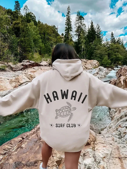 ¡Sudadera con Capucha Estampada Hawall Surf Club para Mujer!