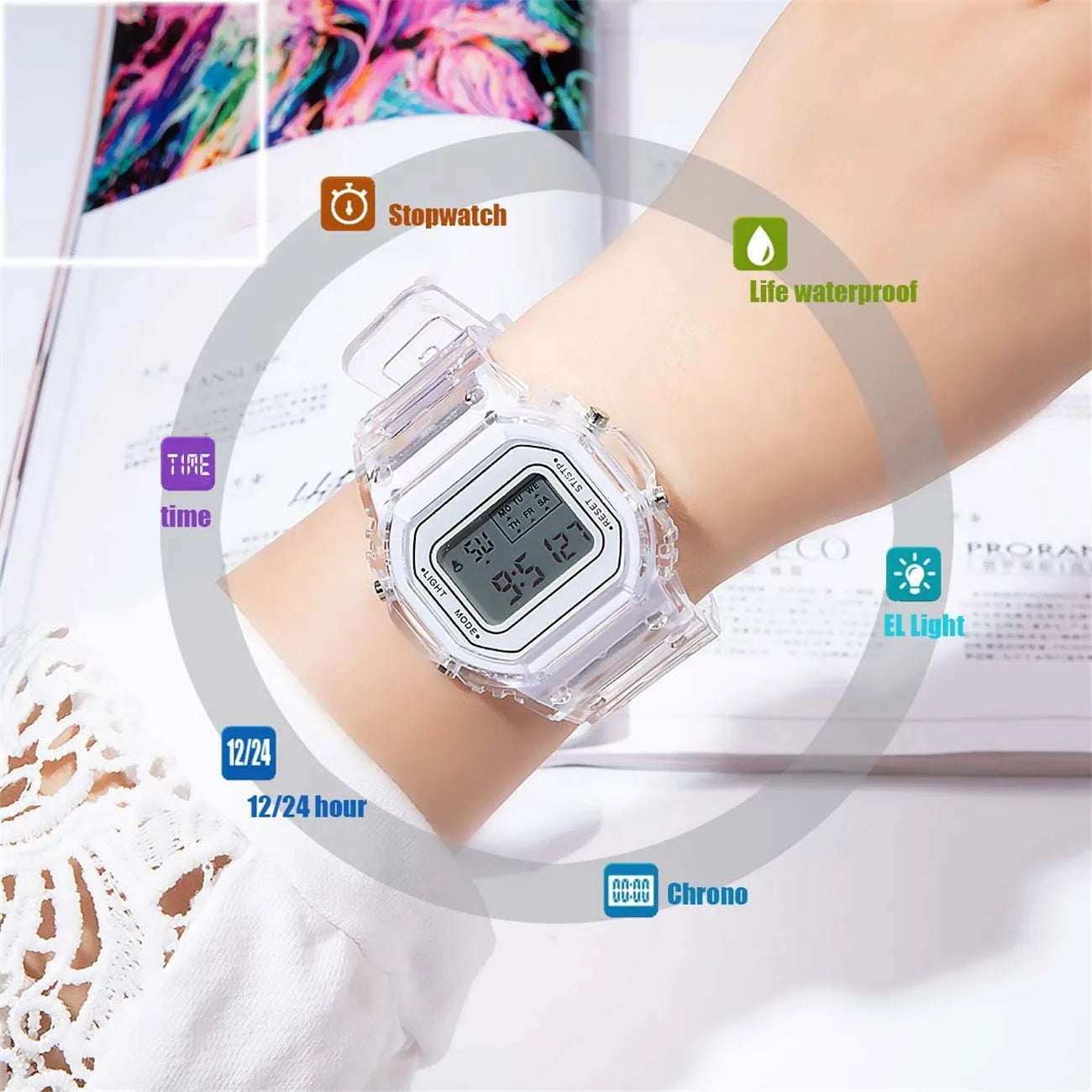 Reloj Digital Transparente MUQGEW - Estilo Vanguardista y Resistente al Agua