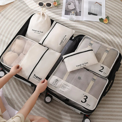 Set de 7 Bolsas Organizadoras Beige para Viajes: ¡Organización y Estilo en Todo Momento!