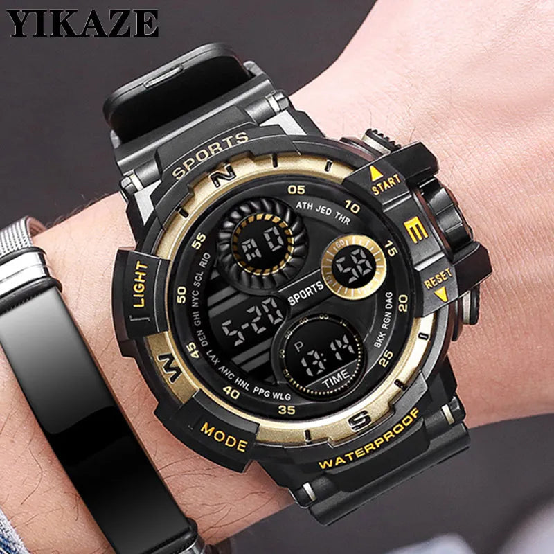 Reloj Digital Militar para Hombres YIKAZE: Resistente al Agua, con Cronógrafo y Función Luminosa 🌟