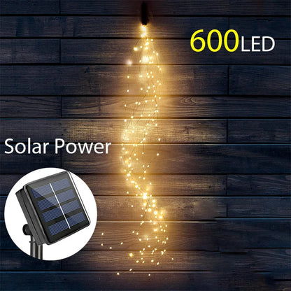 Luces de Rama Solares 2M 600 LED - Decoración Navideña Interiores y Exteriores 🎄✨