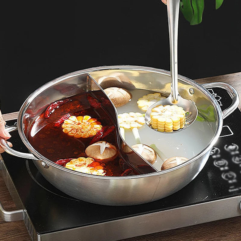 Hot Pot Dividido de 32cm en Acero Inoxidable ¡Cocina con Estilo y Versatilidad!