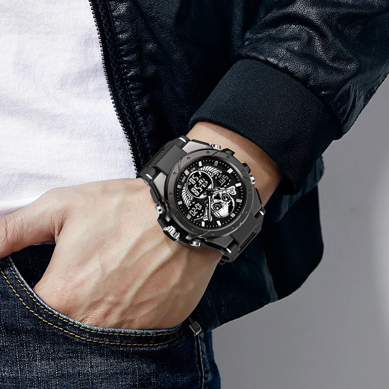 Reloj de Cuero STRYVE Skull para Hombre con Diseño de Esqueleto y Resistencia al Agua