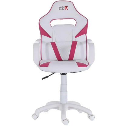 XTR X10 white and pink sports setup gamer chair adjustable height + lumbar cushion 101-109x60x57 cm