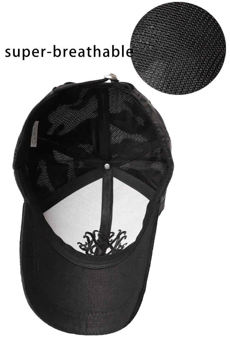 ¡Gorra de Béisbol Negra con Tótem y Camuflaje Militar! 🧢