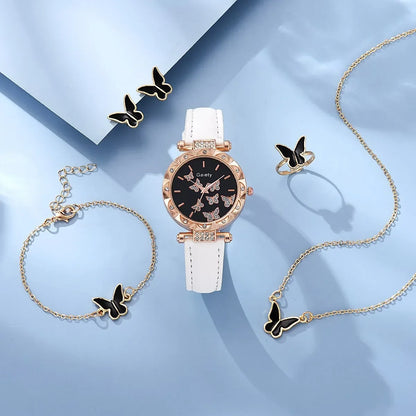 Set de Accesorios MOONBIFFY: Reloj Mariposa + Anillo + Collar + Pendientes + Pulsera 🦋