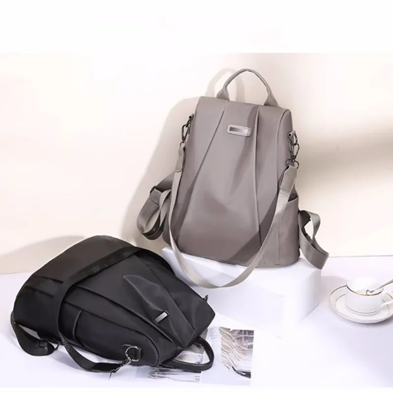 Oxford Cloth Backpack Female Fashion Travel Backpack Shoulder Bag Solid Color Casual Large Capacity Students Schoolbag Handbag