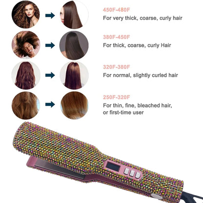 Plancha Para Cabello con Rhinestones Titanium 2" ¡Alisado Profesional a 480℉!