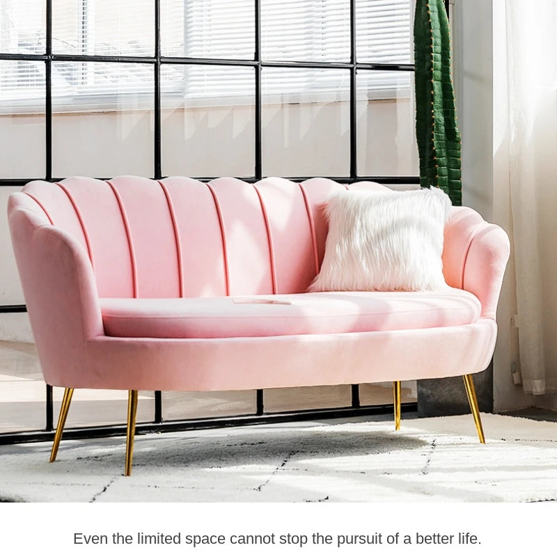 Sofá 2 Plazas de Terciopelo Rosa INS Living Room Sofas: Lujo Moderno y Confort Nordic 🛋️