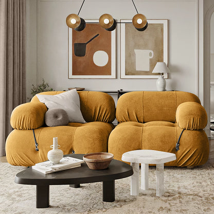 Sofá Seccional Modular Amarillo con Módulo de Lectura