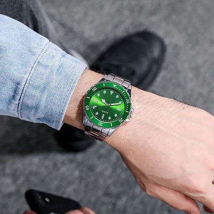 Reloj de Cuarzo Verde para Hombre de Lujo: ¡Elegancia y Funcionalidad en un solo accesorio!