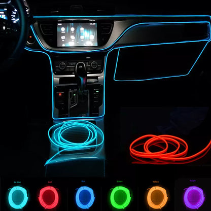 ¡Ilumina tu Trayecto con Estilo! 🔥 ¡Tira de Luz Fría de 5m para Interiores de Coche! ✨