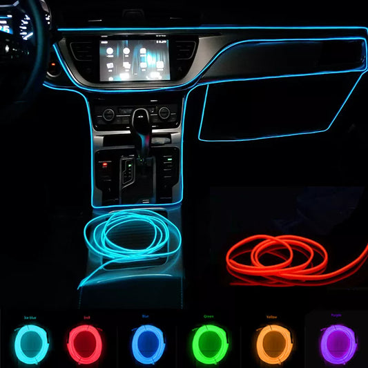 ¡Ilumina tu Trayecto con Estilo! 🔥 ¡Tira de Luz Fría de 5m para Interiores de Coche! ✨