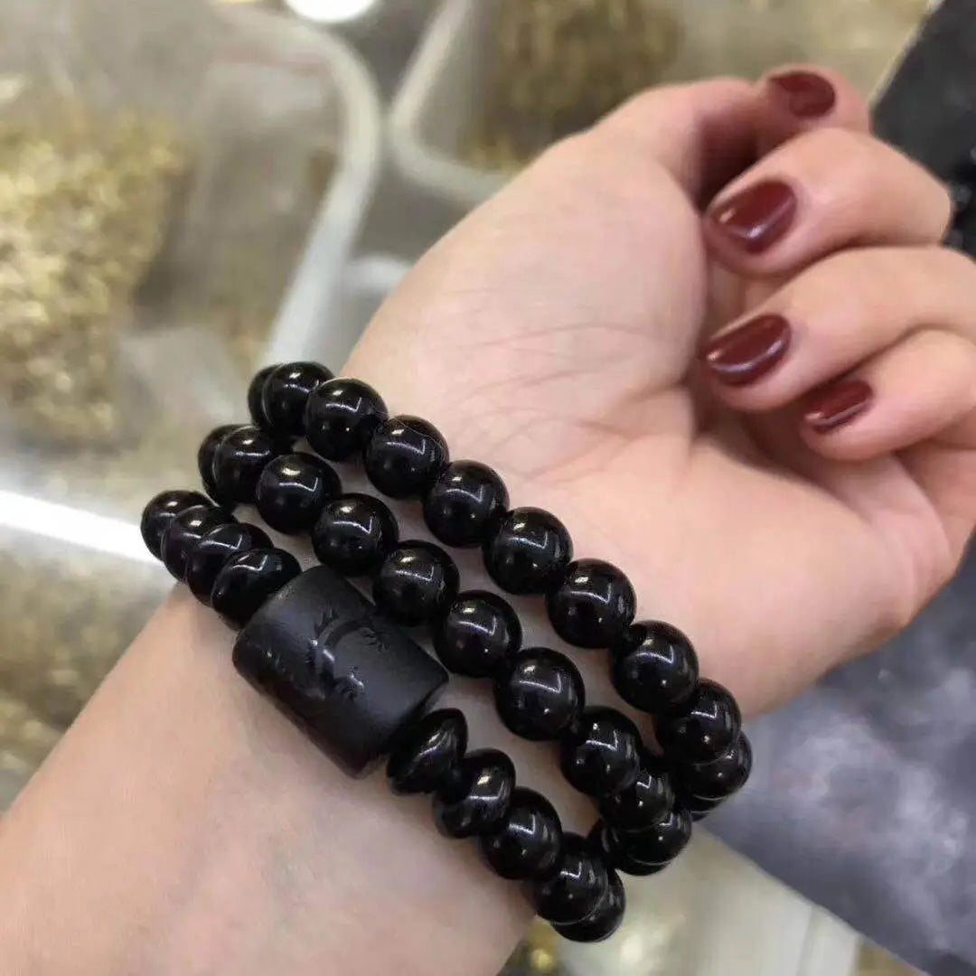 Pulsera de Obsidiana Negra con Cuentas de Blackstone: Equilibrio, Protección y Sanación