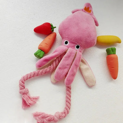 Juguete de Peluche para Mascotas en Forma de Pulpo - Entrenamiento Molar y Diversión Interactiva 🐙