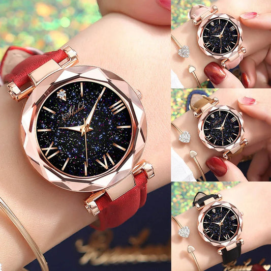 Reloj Mujer Estrellado Luminoso con Pedrería - Exclusividad Celestial