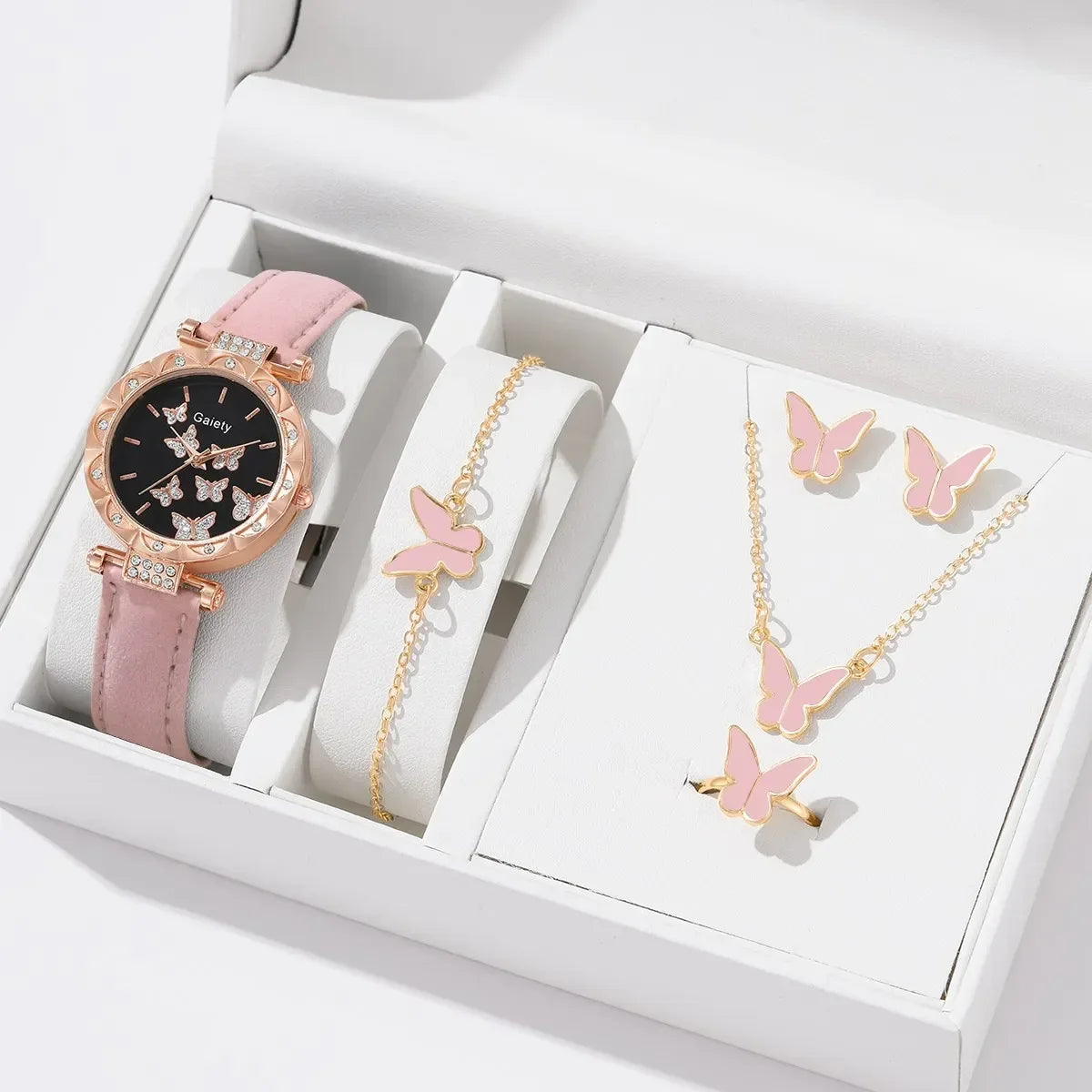 Set de Accesorios MOONBIFFY: Reloj Mariposa + Anillo + Collar + Pendientes + Pulsera 🦋