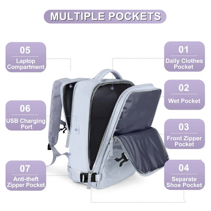 Mochila de Viaje Impermeable para Laptop de 15.6 Pulgadas con Compartimento para Zapatos