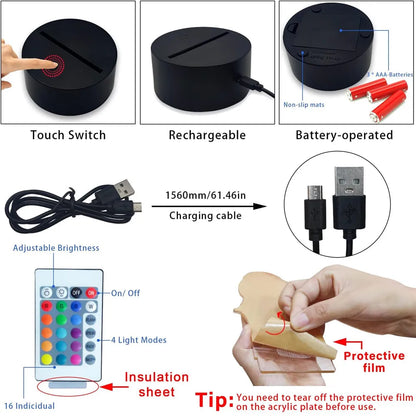 Lámpara Nocturna Lilo & Stitch con Control Remoto y Smart Touch