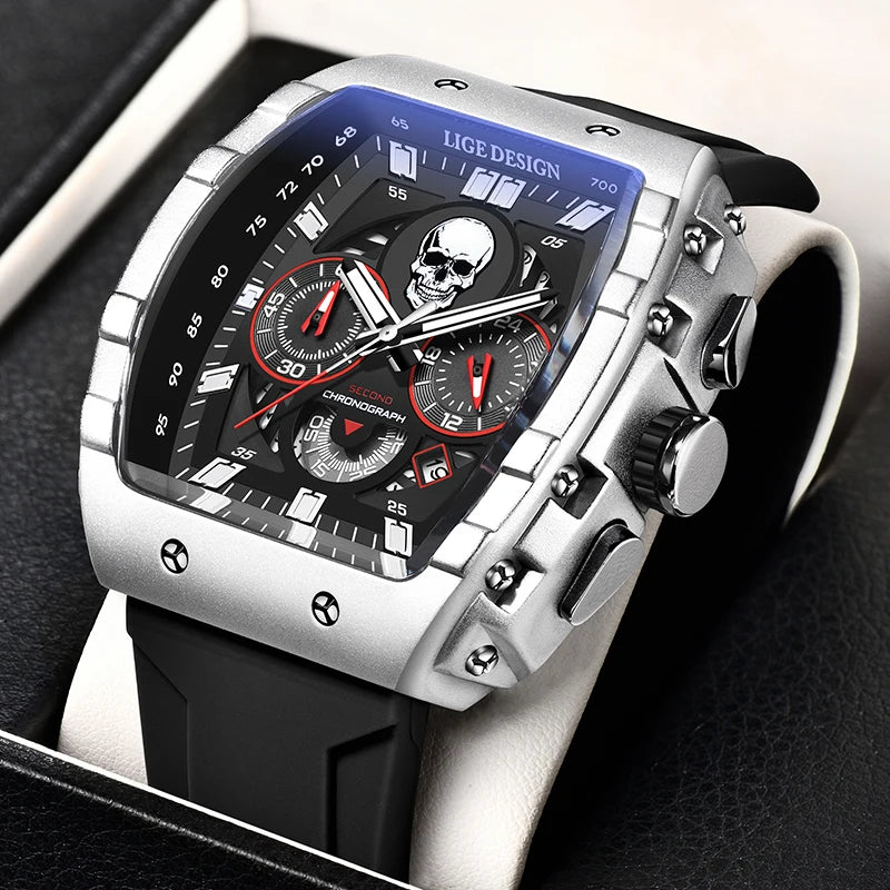 Reloj LIGE Calavera Esqueleto: Lujo Deportivo impermeable ⌚🔥