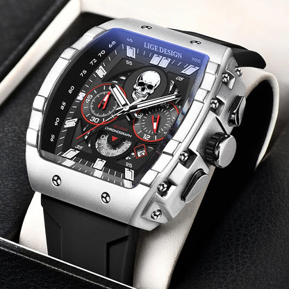 Reloj LIGE Calavera Esqueleto: Lujo Deportivo impermeable ⌚🔥