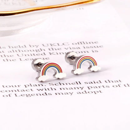 Pendientes Rainbow de Arcoíris de Acero Inoxidable Brillante