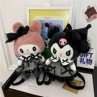 MBTI Kuromi Sweet Backpacks for Women Kawaii Melody 2024 New Fashion Harajuku Backpack Lolita Jk Plush Daily Female Designer Bag