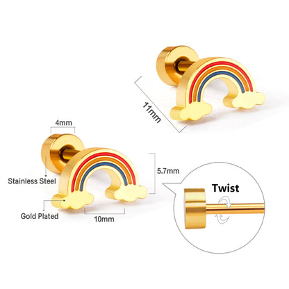 Pendientes Rainbow de Arcoíris de Acero Inoxidable Brillante