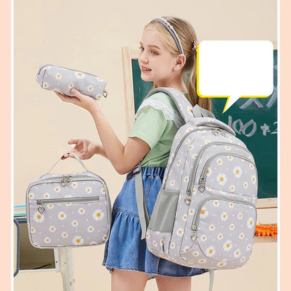 New School Backpack for Girls Children Schoolbags Waterproof Kids School Pencil Case Mochila Infantil Lunchbox Mochila Para Dama