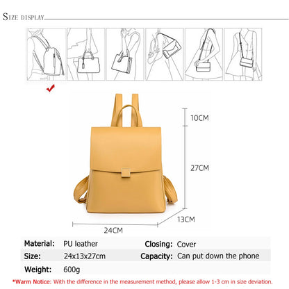 Luxury Designer High Quality Leather Women's Backpack Autumn Winter New Solid Color Ladies Anti Theft Backpack Student Schoolbag