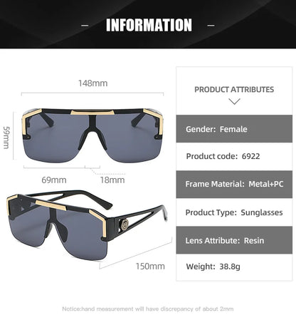 New Luxury Oversized Men Sunglasses Retro Brand Designer Sun Glasses For Women Fashion Gradient Square Shades Eyewear