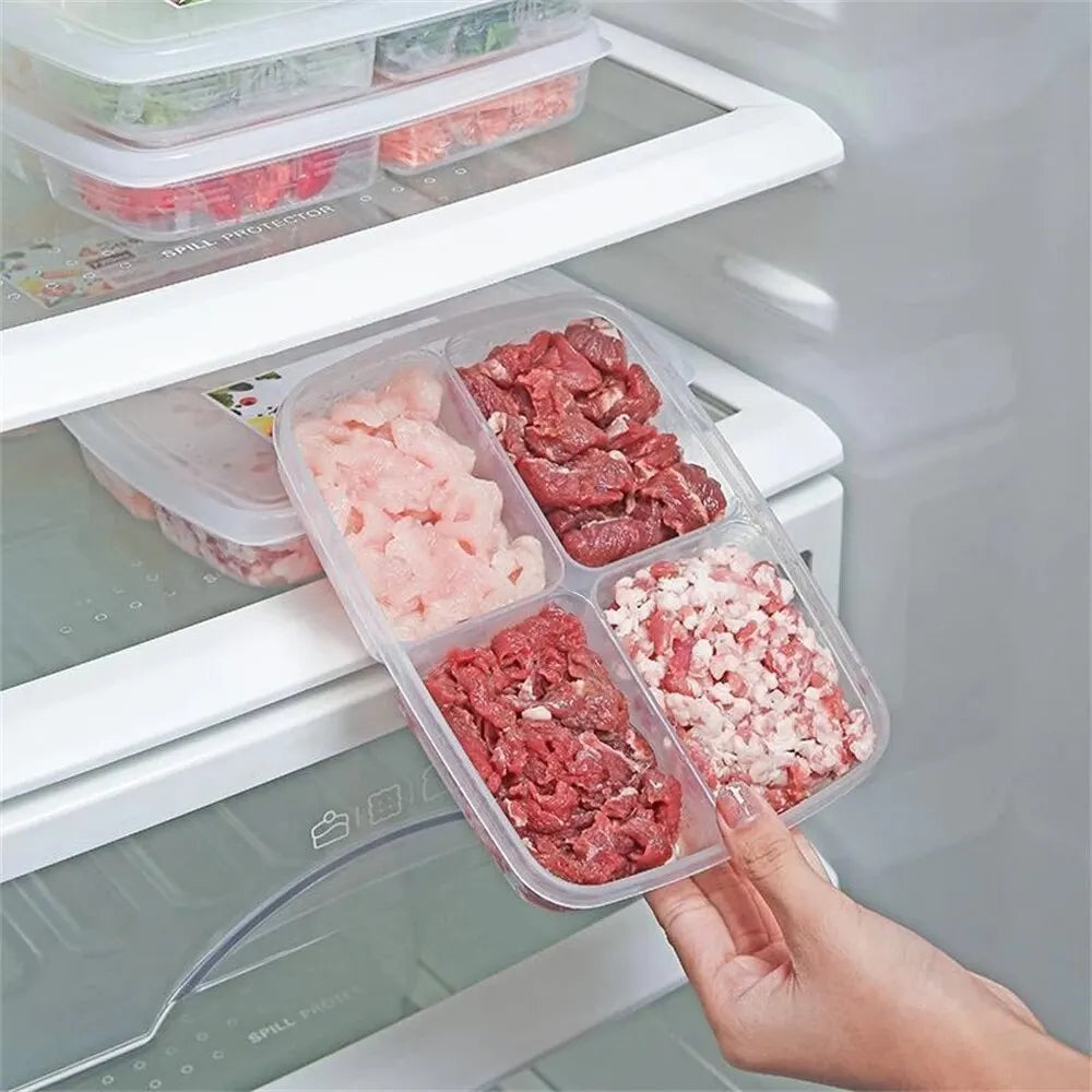 Organizador de Alimentos Premium con 4 Compartimentos Transparentes - ¡Orden y Elegancia en tu Cocina! 🌟