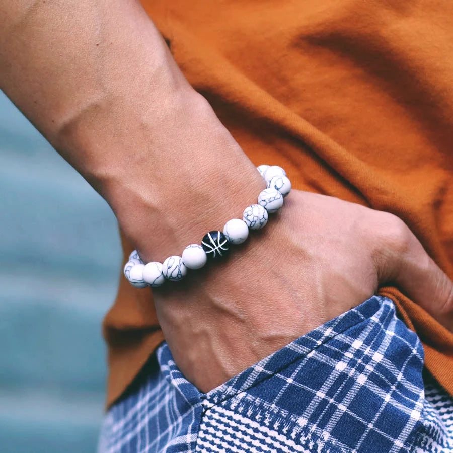 Pulsera Minimalista de Cuentas de Howlite Negro y Blanco de Noter